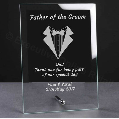 father of the groom glass plaque