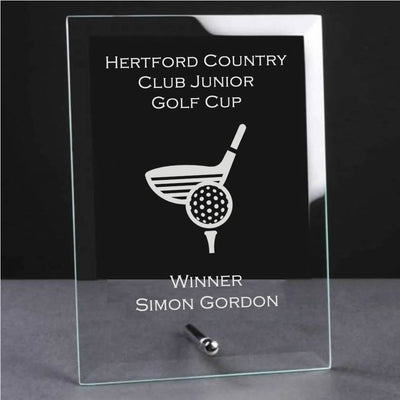 Glass Plaque Trophy Award - Golf