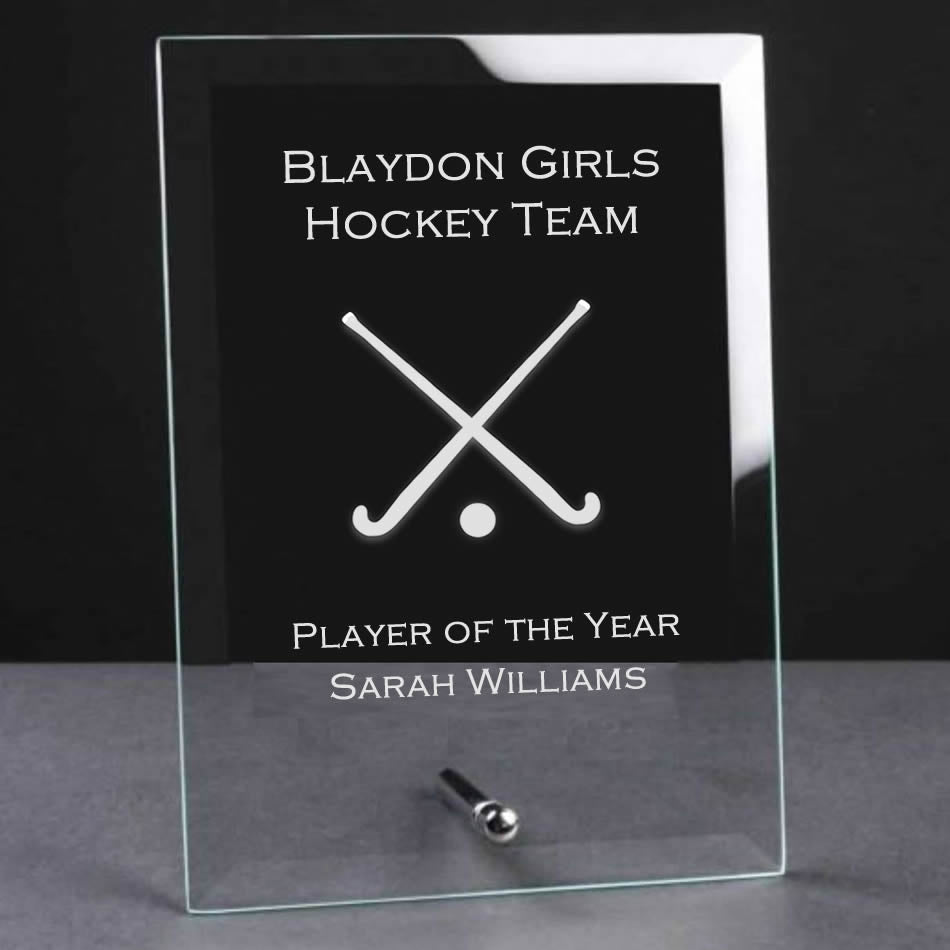glass plaque trophy award hockey