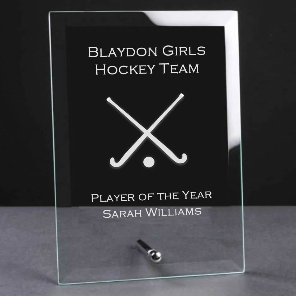 Glass Plaque Trophy Award - Hockey