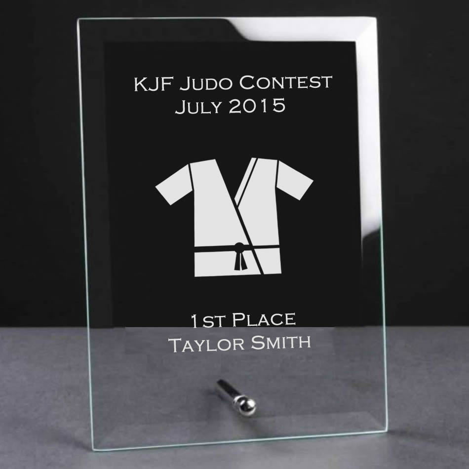 Glass Plaque Trophy Award - Judo