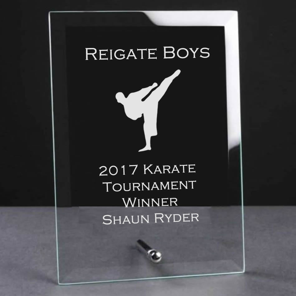 Glass Plaque Trophy Award - Karate