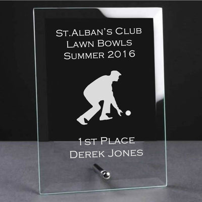 glass plaque trophy award lawn bowls