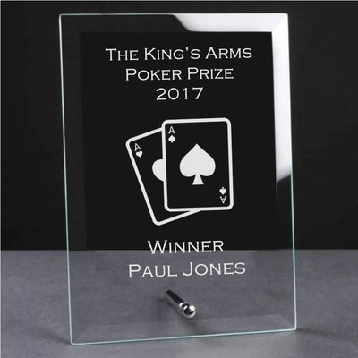 Glass Plaque Trophy Award - Poker Cards