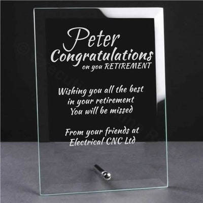 Leaving Gift Retirement Glass Plaque