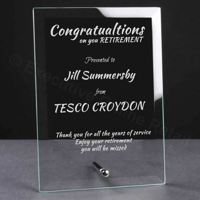 retirement gift glass plaque