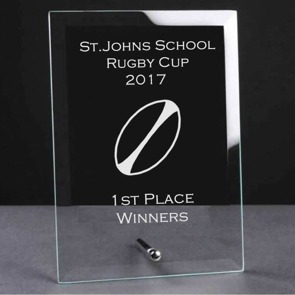 glass plaque trophy award rugby
