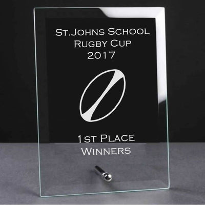 glass plaque trophy award rugby
