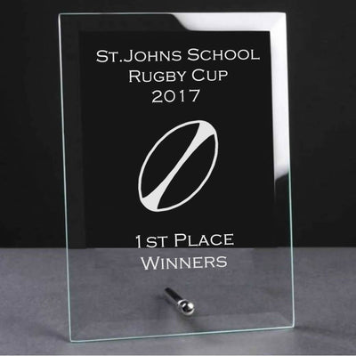Glass Plaque Trophy Award - Rugby