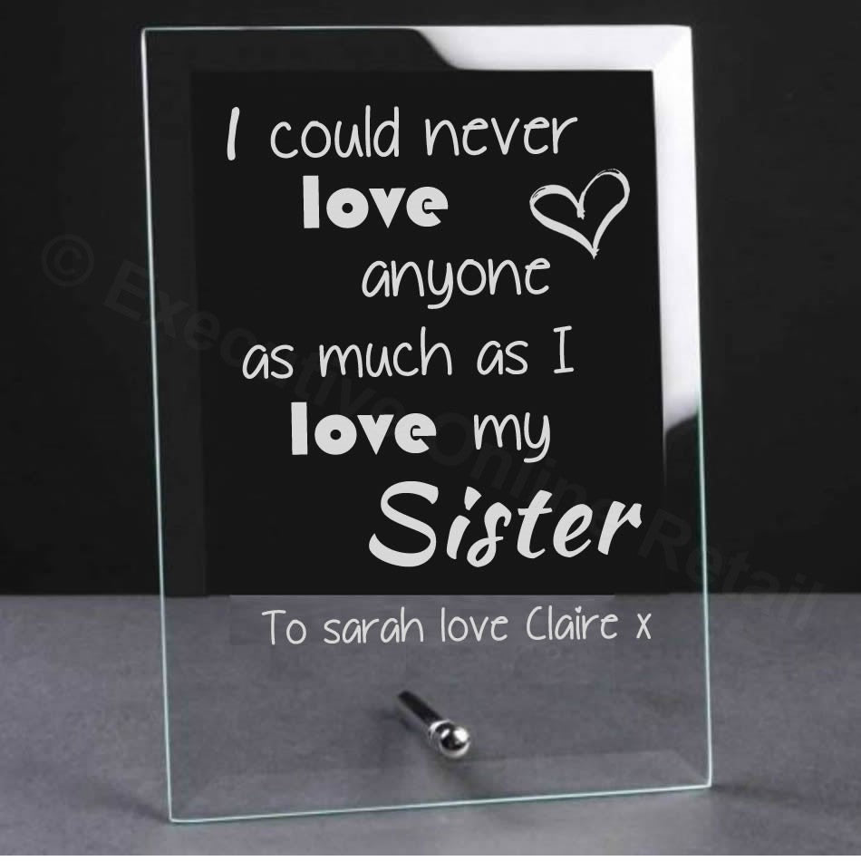 I Love My Sister Glass Plaque
