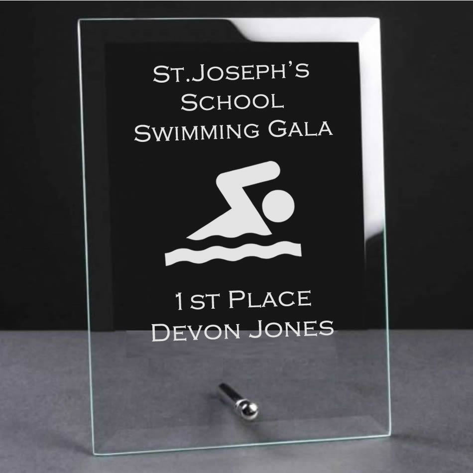 glass plaque trophy award swimming