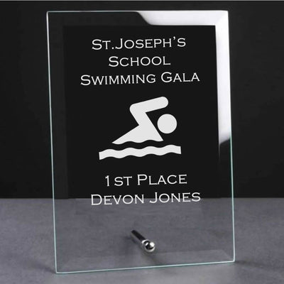 glass plaque trophy award swimming