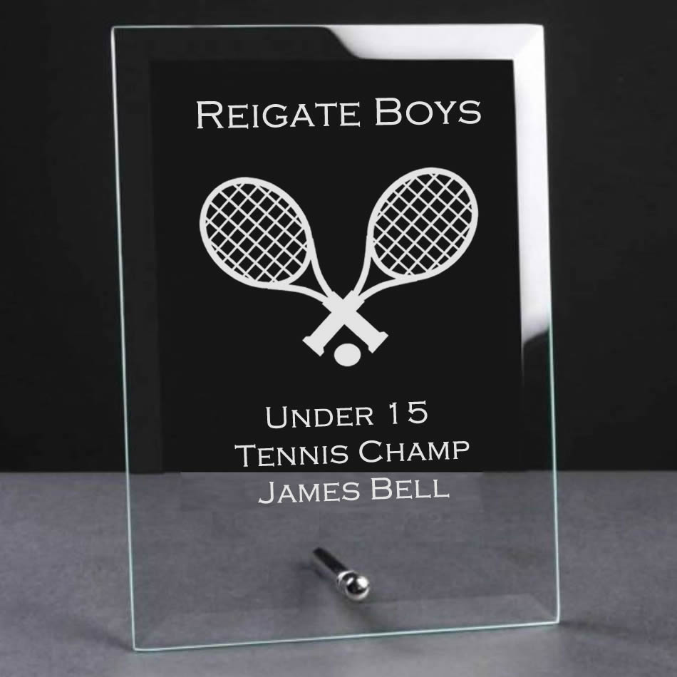 Glass Plaque Trophy Award - Tennis