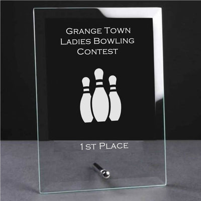 glass plaque trophy award tenpin bowling