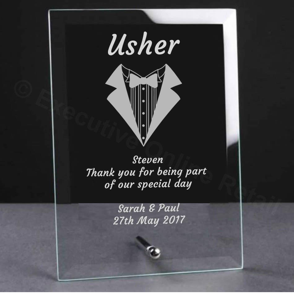 wedding usher gift glass plaque