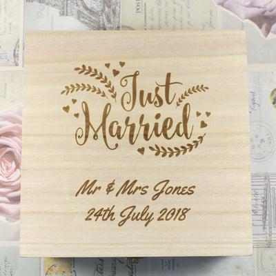 Personalised Wooden Wedding Memories Box - Just Married