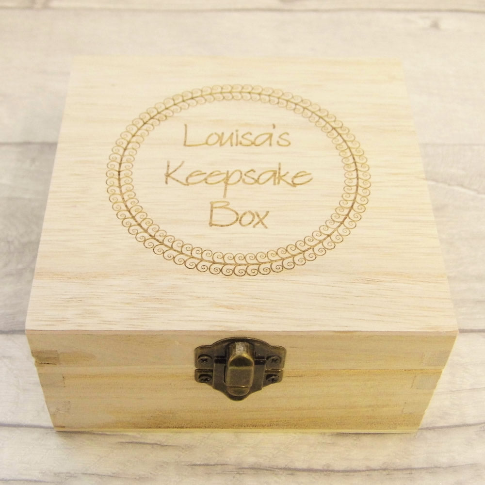 Wooden Memory Keepsake Box -  Circle Motif