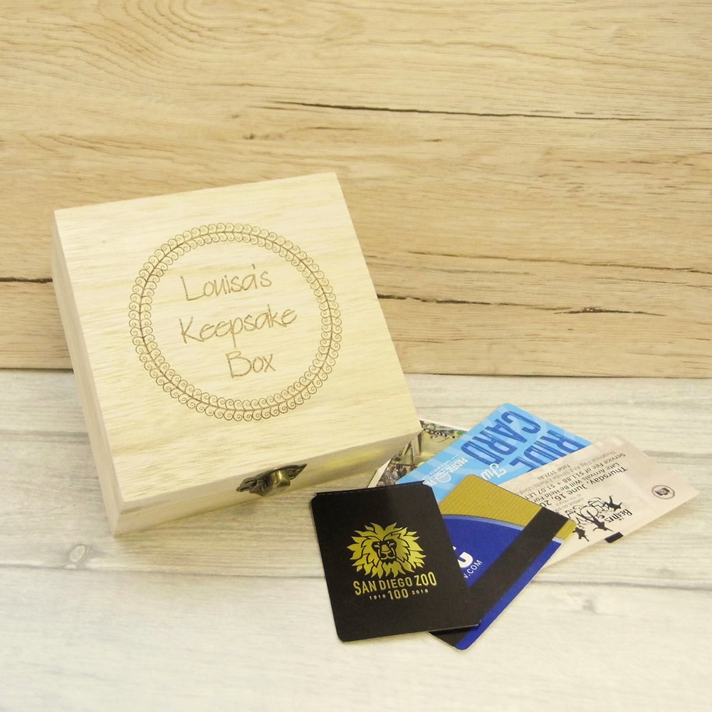 Wooden Memory Keepsake Box -  Circle Motif