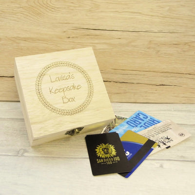 Wooden Memory Keepsake Box -  Circle Motif