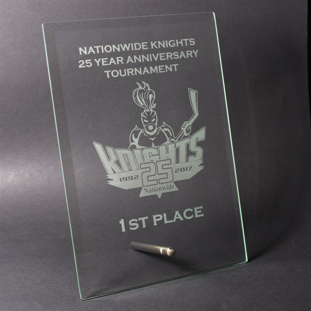 glass plaque trophy award text or logo engraving available