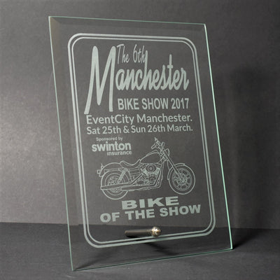 Glass Plaque Trophy Award - Text or Logo Engraving Available