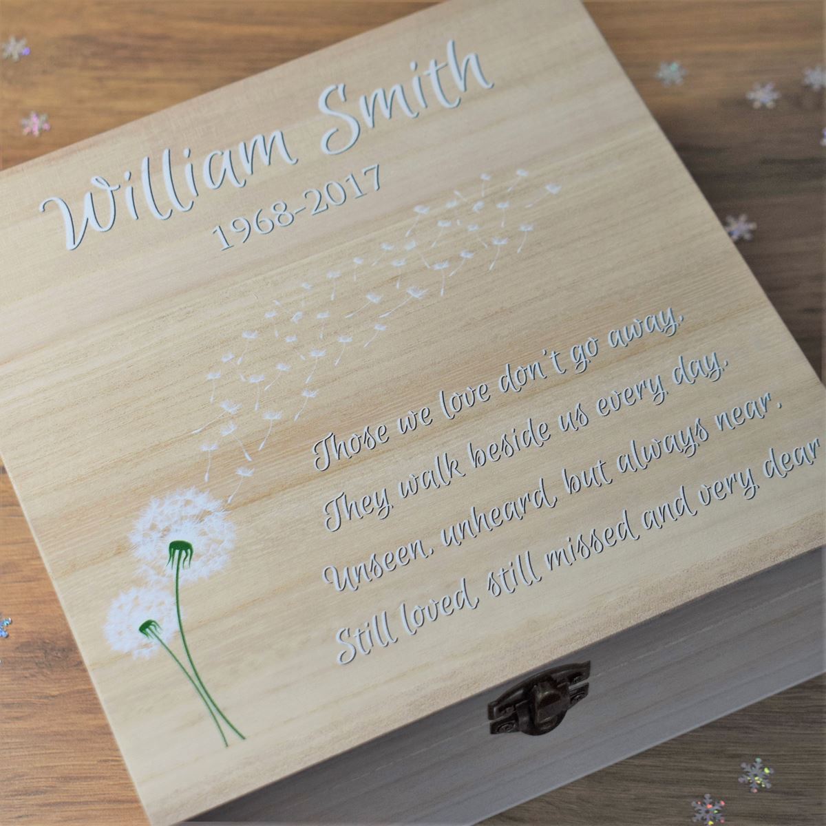 Personalised Printed Memorial Keepsake Wooden Box