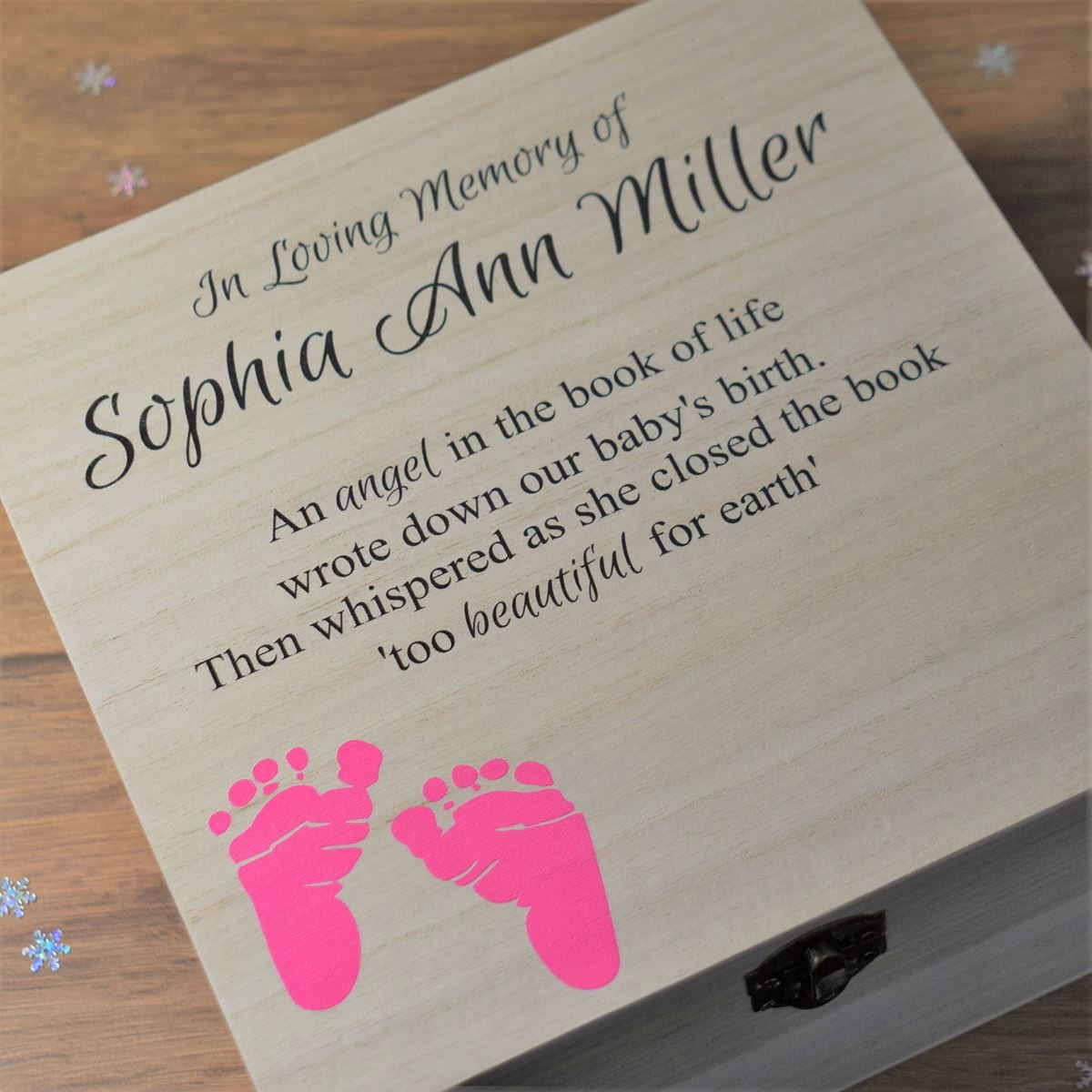 Personalised Printed Memorial Baby Girl Keepsake Wooden Box