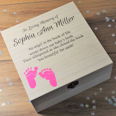 Personalised Printed Memorial Baby Girl Keepsake Wooden Box