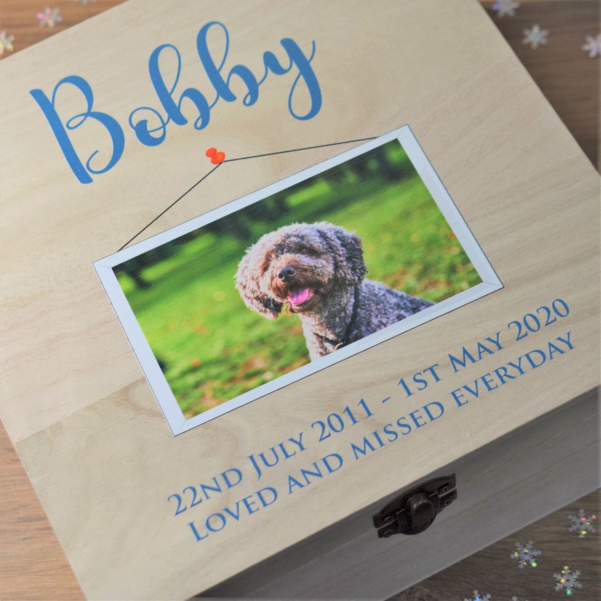 Personalised Printed Photo Pet Memorial Keepsake Wooden Box