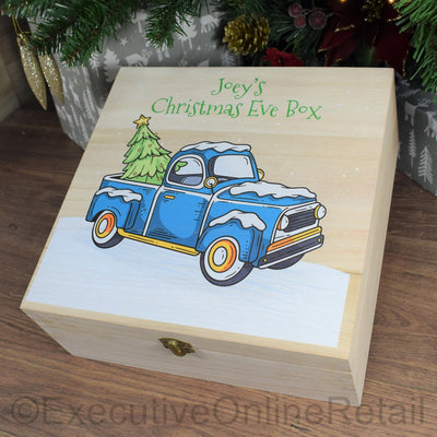 Personalised Printed Wooden Christmas Eve Box - Christmas Truck