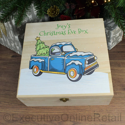 Personalised Printed Wooden Christmas Eve Box - Christmas Truck