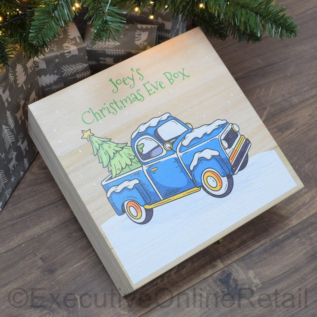 Personalised Printed Wooden Christmas Eve Box - Christmas Truck