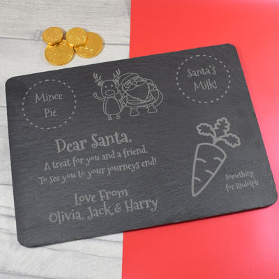 Santa Treat Board - Personalised Engraved Santa Plate for Christmas Eve