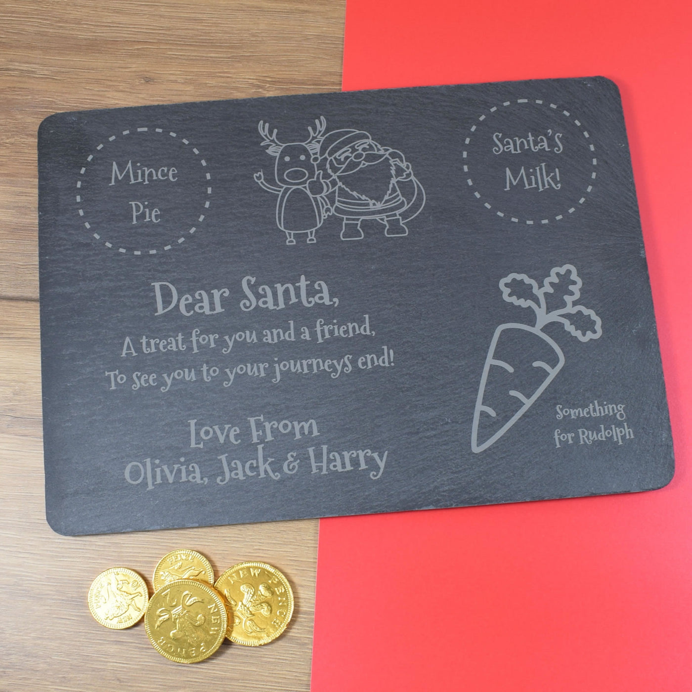 Santa Treat Board - Personalised Engraved Santa Plate for Christmas Eve