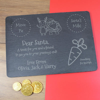 Santa Treat Board - Personalised Engraved Santa Plate for Christmas Eve