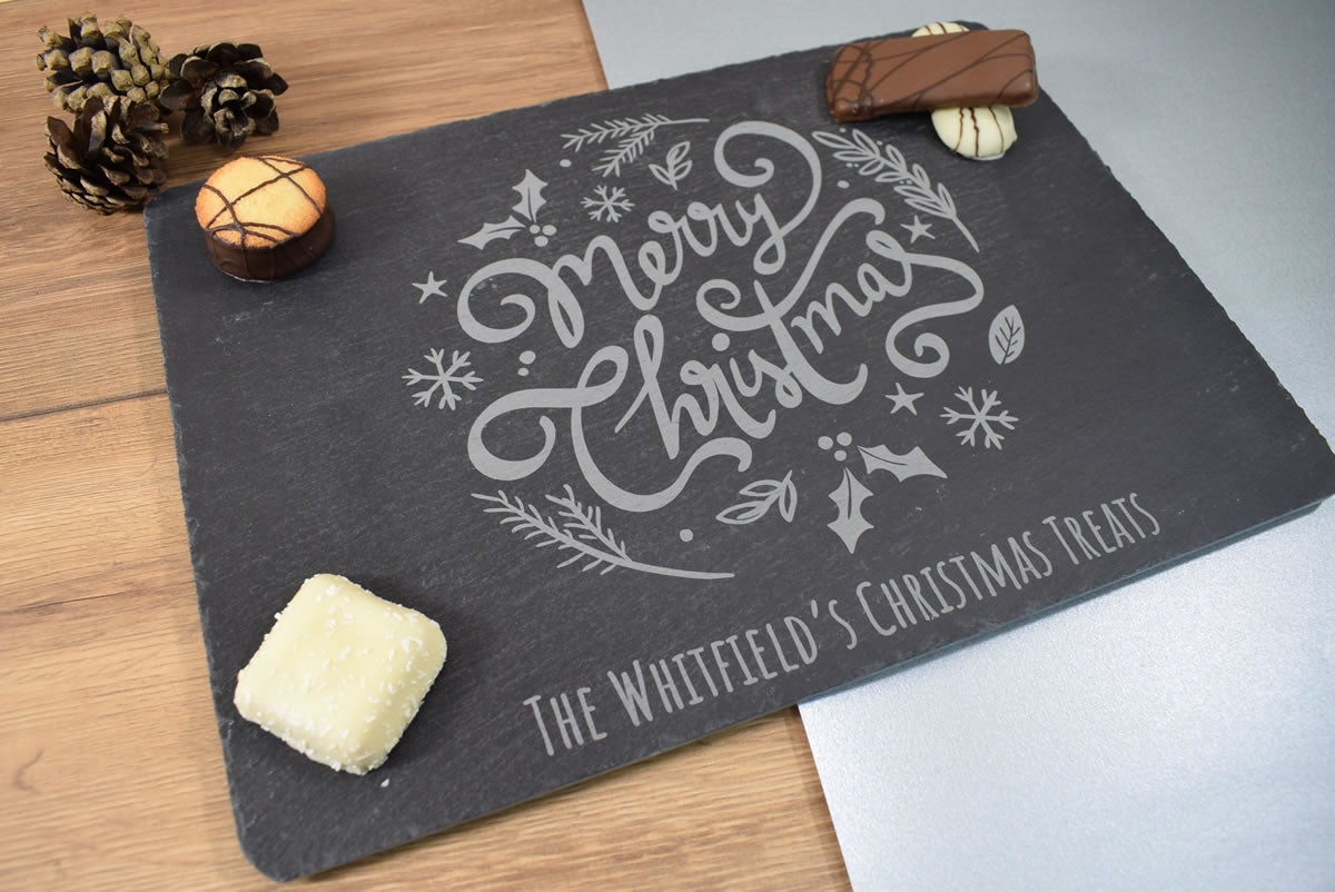 Personalised Christmas Serving Board or Christmas Placemats - Christmas Wreath