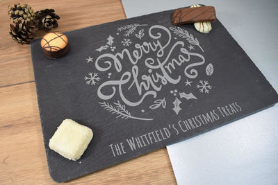 Personalised Christmas Serving Board or Christmas Placemats - Christmas Wreath