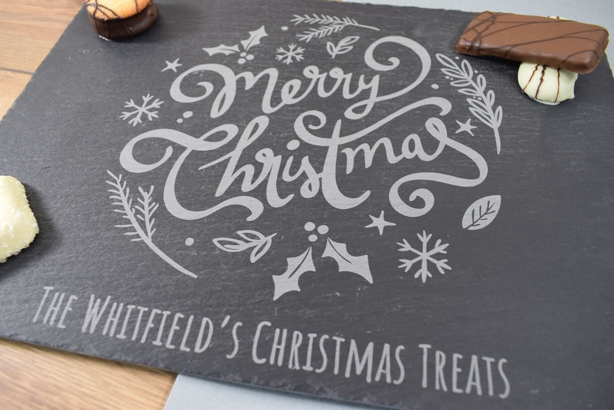 Personalised Christmas Serving Board or Christmas Placemats - Christmas Wreath