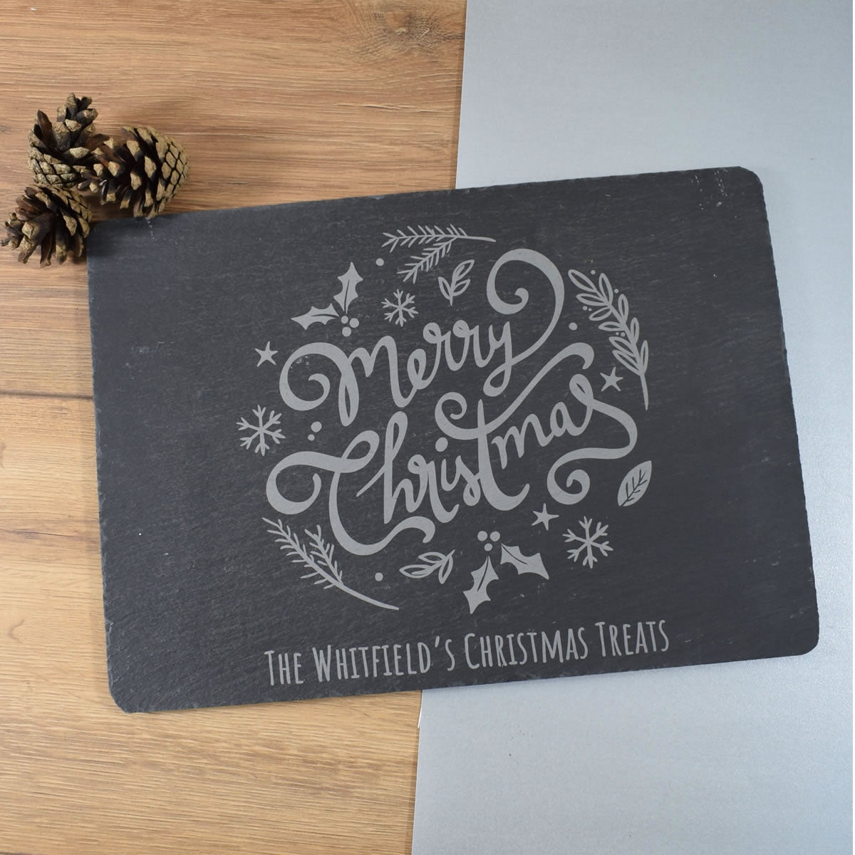 Personalised Christmas Serving Board or Christmas Placemats - Christmas Wreath