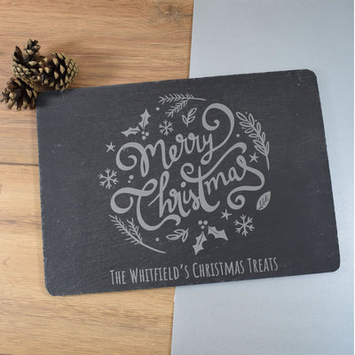 Personalised Christmas Serving Board or Christmas Placemats - Christmas Wreath