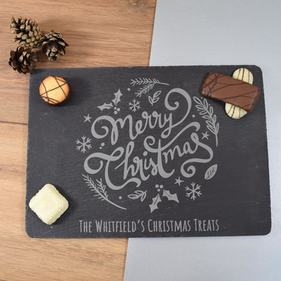 Personalised Christmas Serving Board or Christmas Placemats - Christmas Wreath