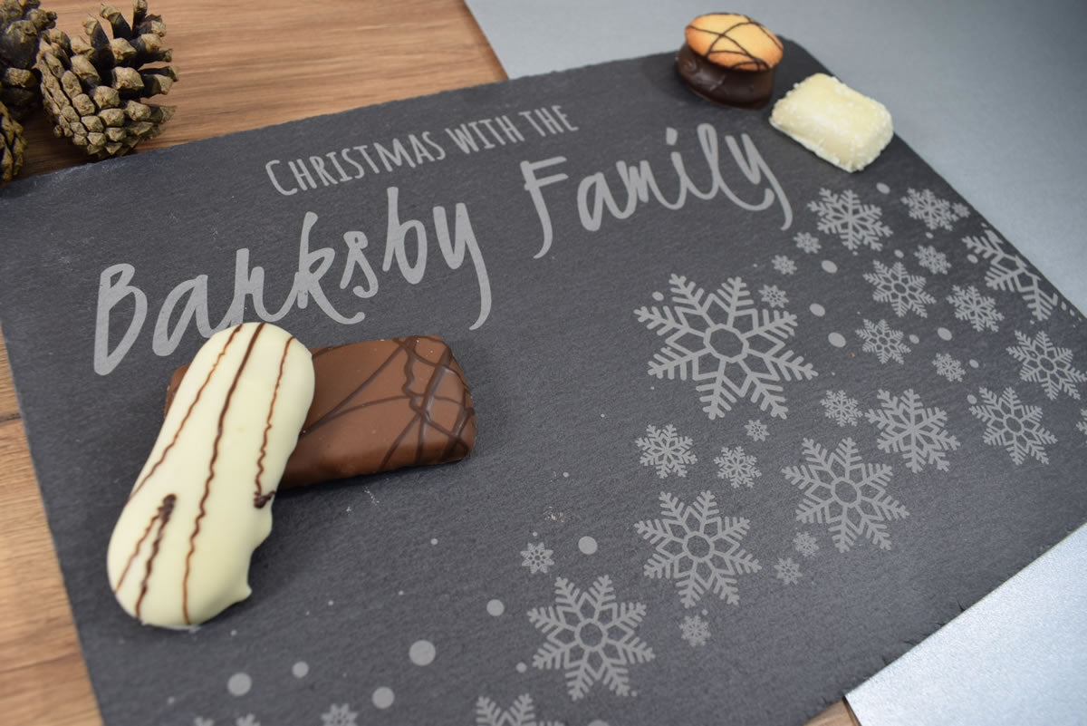 Personalised Christmas Serving Board or Christmas Placemats - Snowflakes