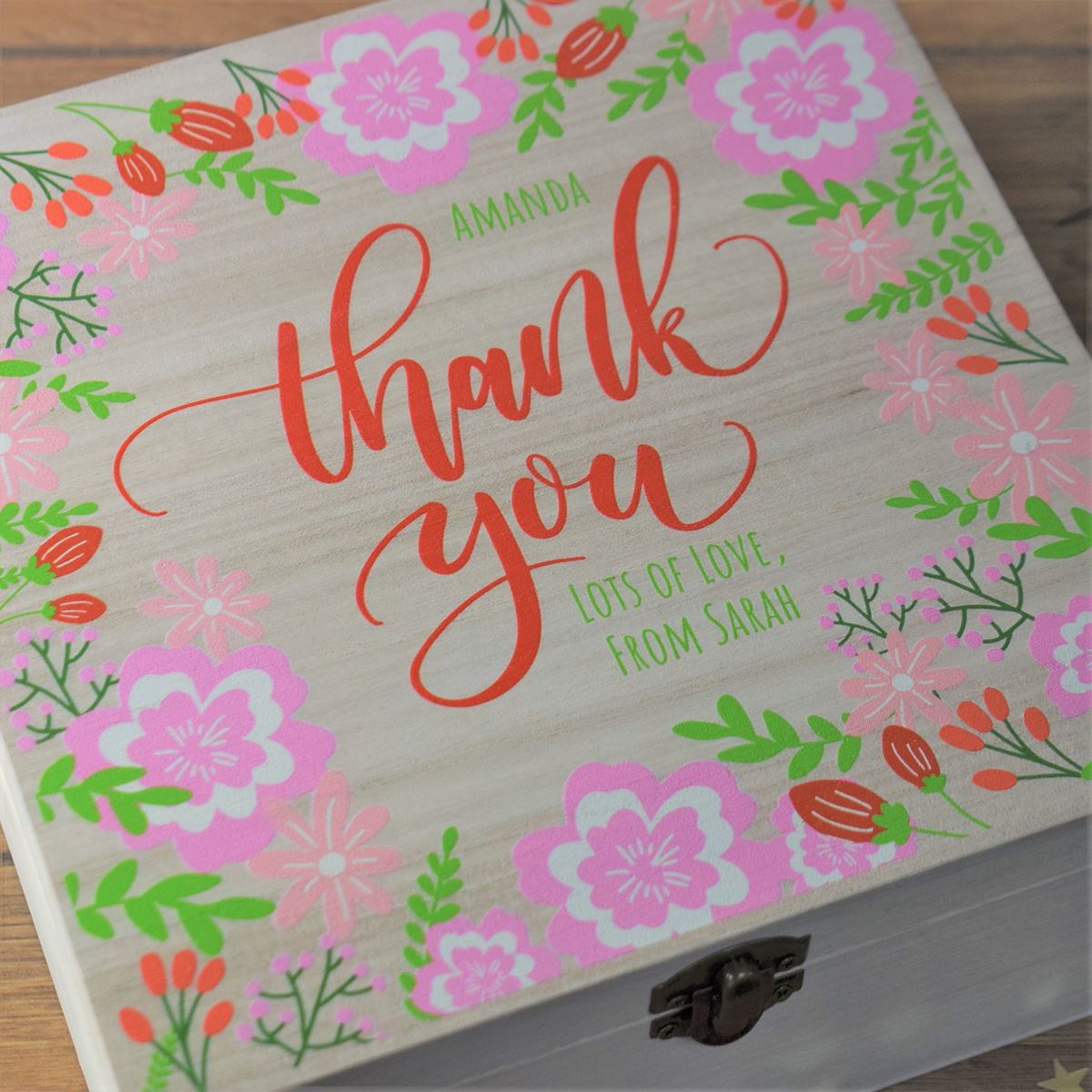 Personalised Printed Thank You Keepsake Wooden Box