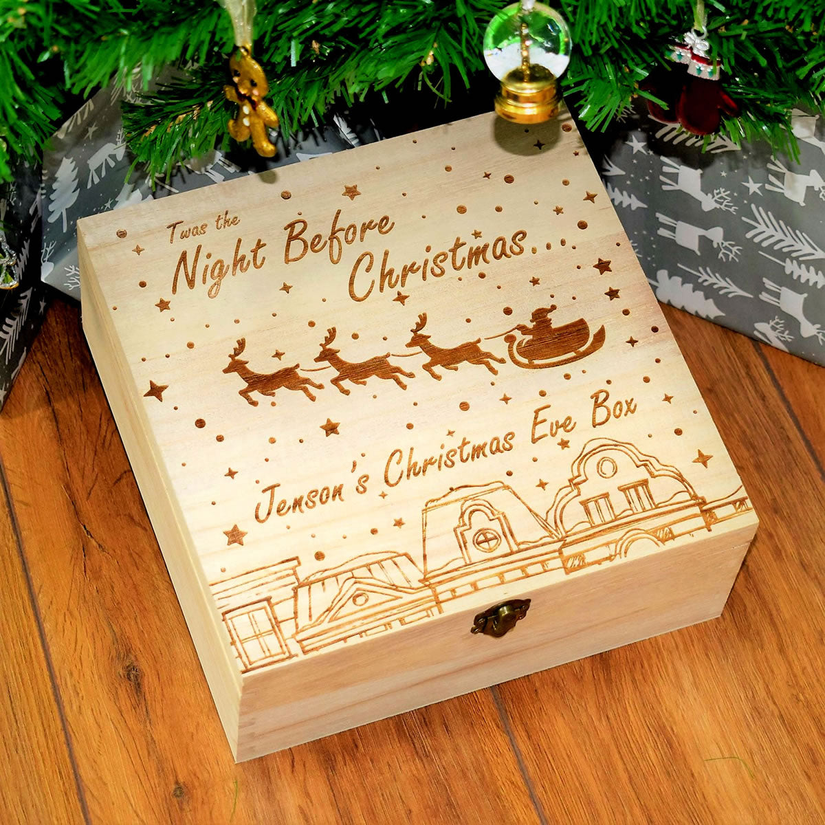 Personalised Wooden Christmas Eve Box - Twas the Night Before Christmas