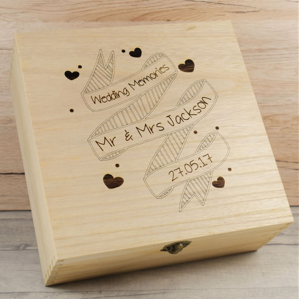 Personalised Wooden Wedding Memories Box - Mr & Mrs