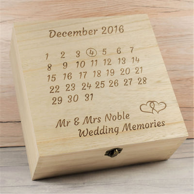 Personalised Wooden Wedding Calendar Memories Box