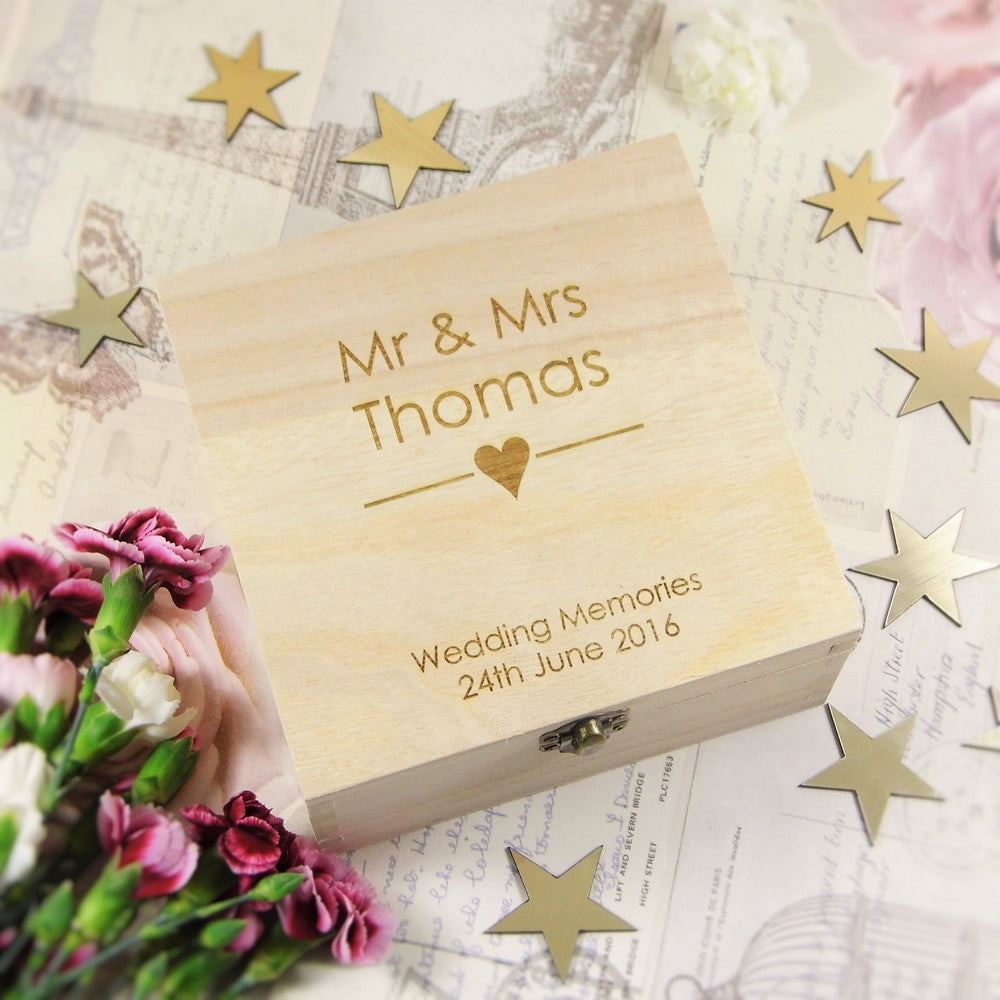 Wooden Keepsake Wedding Memory Box - Heart