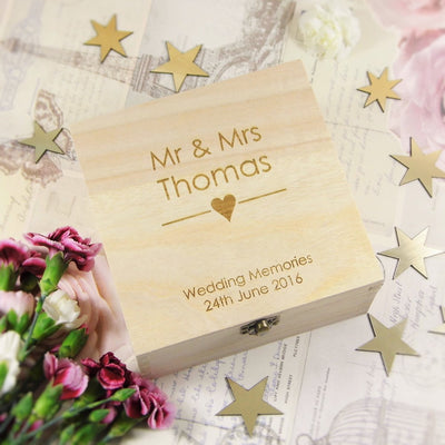 Wooden Keepsake Wedding Memory Box - Heart