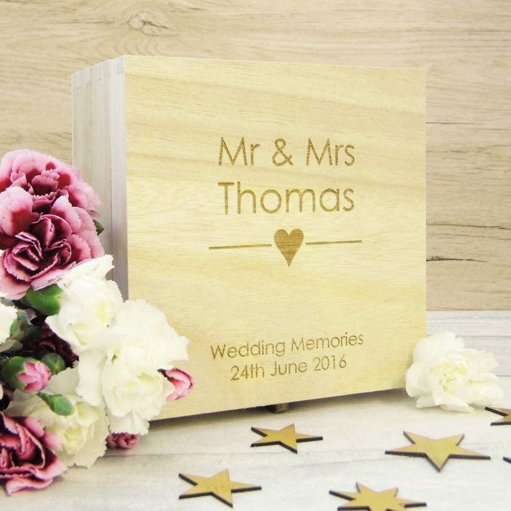 Wooden Keepsake Wedding Memory Box - Heart