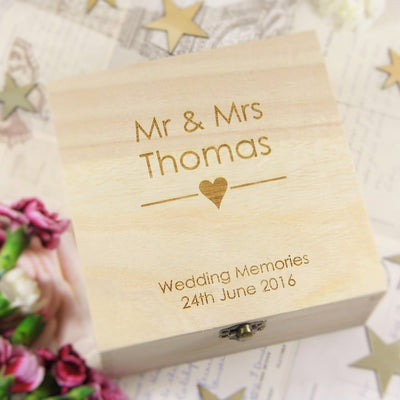 Wooden Keepsake Wedding Memory Box - Heart